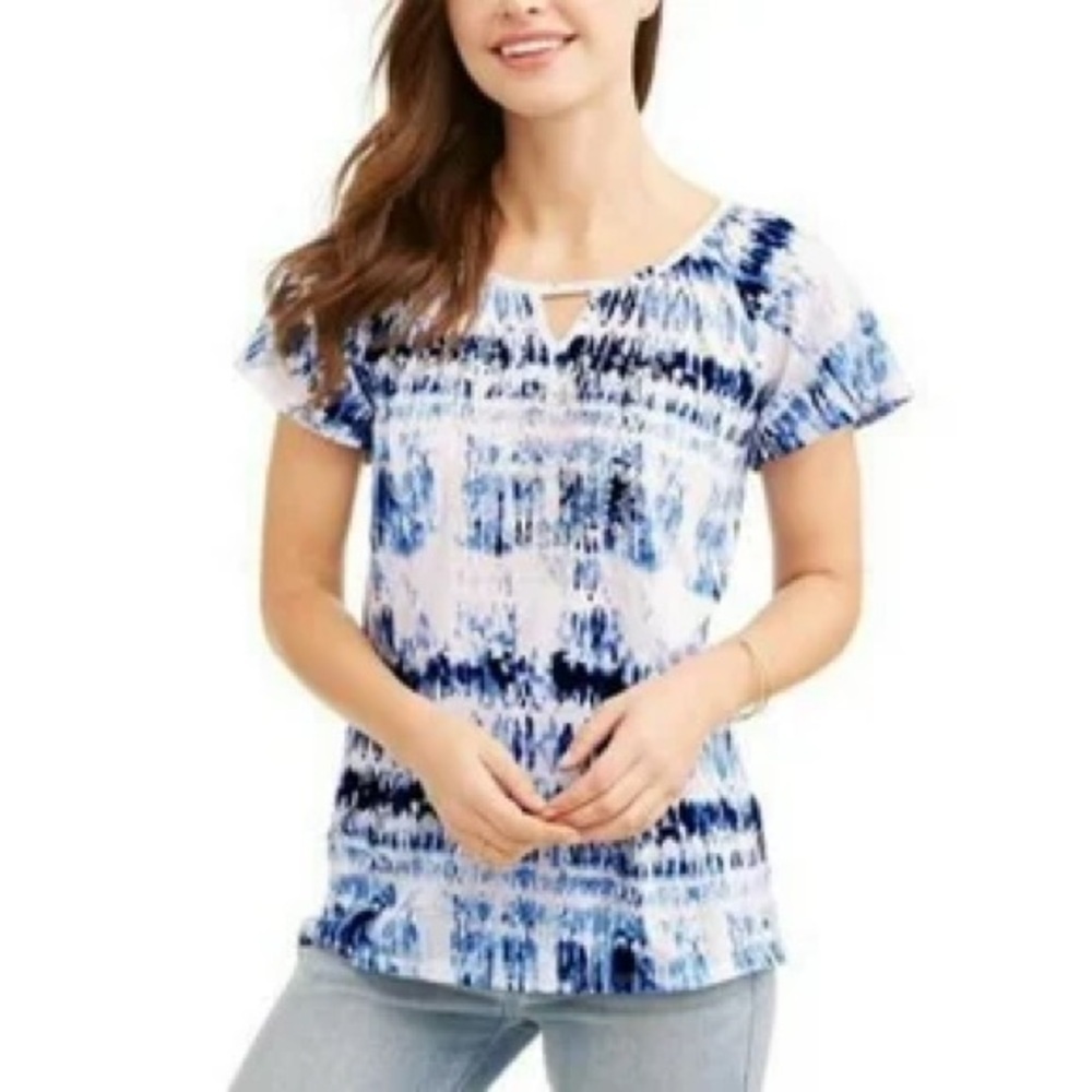 New York Laundry Blue and White Tie Dye Tee size XL